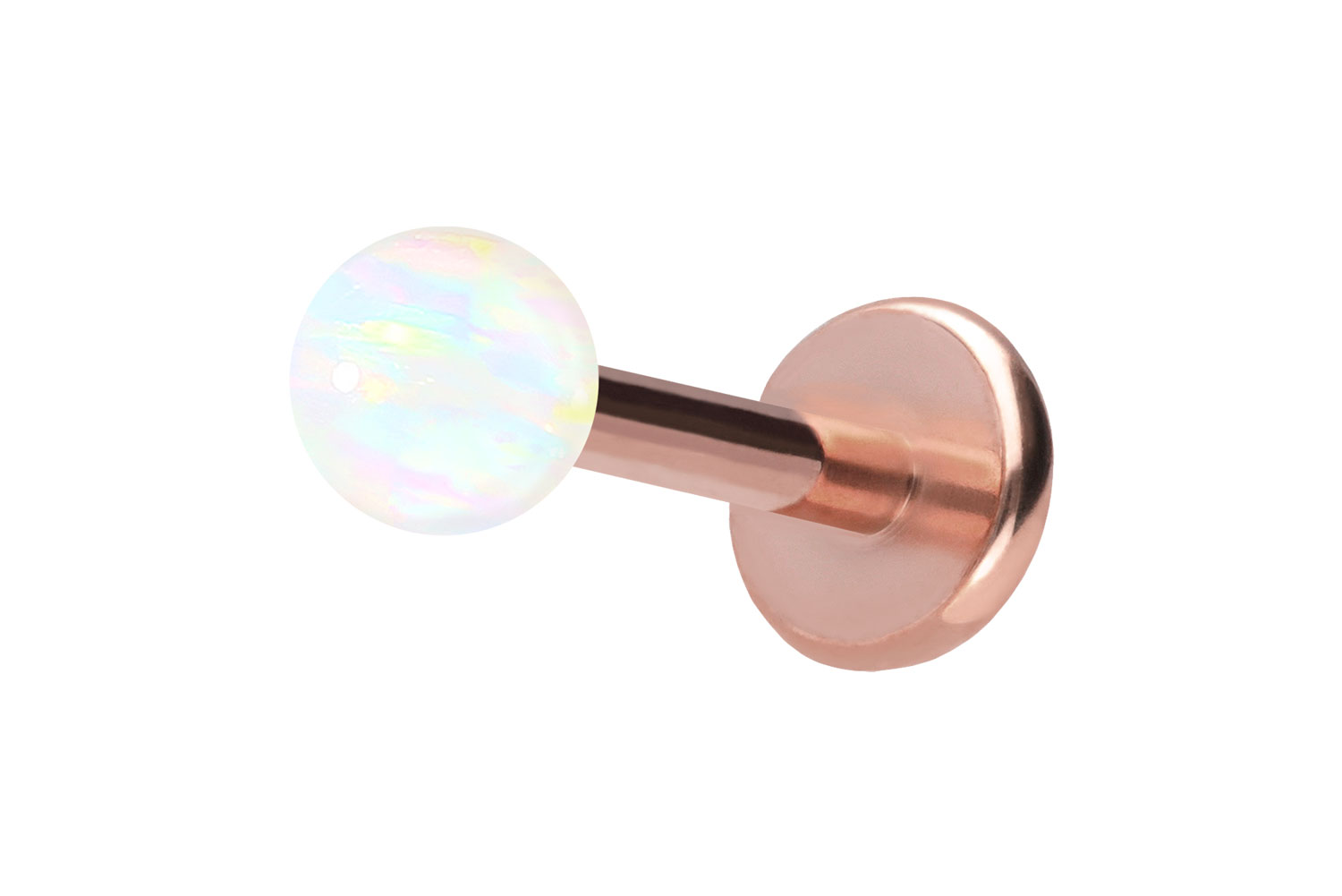 Titan Labret Piercing mit Push Fit SYNTHETISCHER OPAL